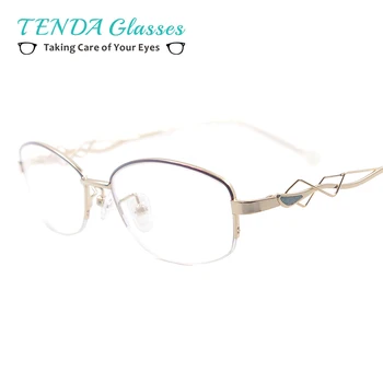 

Women Metal Eyewear Frame Half Rim Fashion Spectacles For Myopia Prescription Lenses