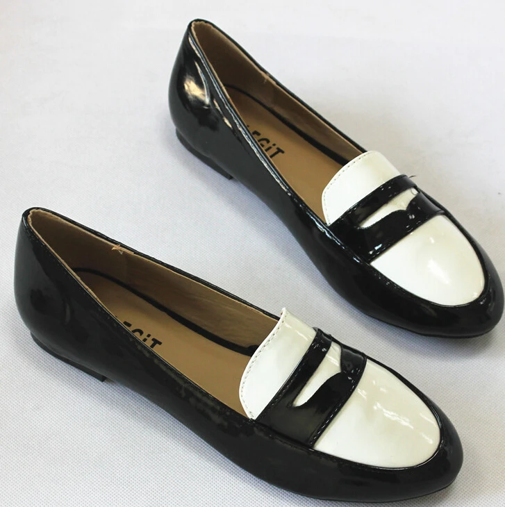 2015 HOT Brand Fashion White with Black Women spring flat shoes for