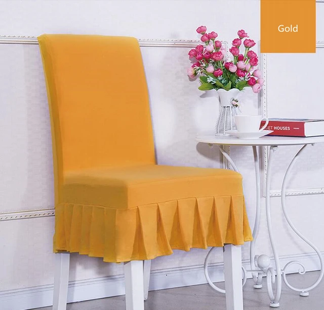 Gold Colour Lycra Chair Cover With Skirt All Around The Chair Half Style Spandex Chair Cover Wedding Party Home Decoration In Chair Cover From Home