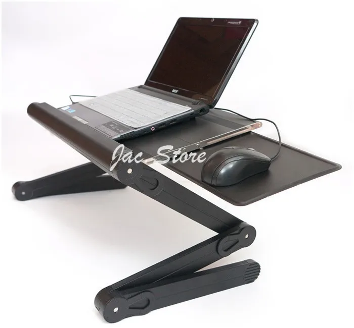 Light Yet Strong Folding Recliner Laptop Table with Big Fan and Double Mouse Pad Full Black Color (8)