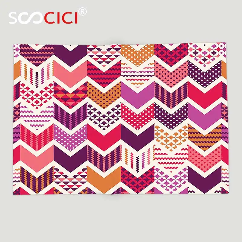 

Custom Soft Fleece Throw Blanket Chevron Decor Colorful Arrow Chevron Geometric Patchwork Pattern Cube Diamond Vertical