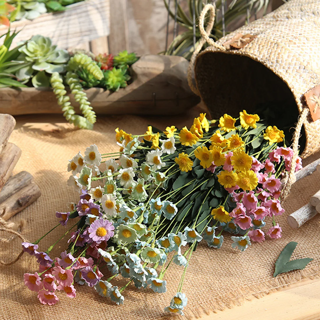 Artificial Flower For Wedding Home Party Garden Decorations 15 Heads Flower Daisies Bouquet Handmade Fake Flower Artificial Flower For Wedding Home Party Garden Decorations 15 Heads Flower Daisies Bouquet Handmade Fake Flower