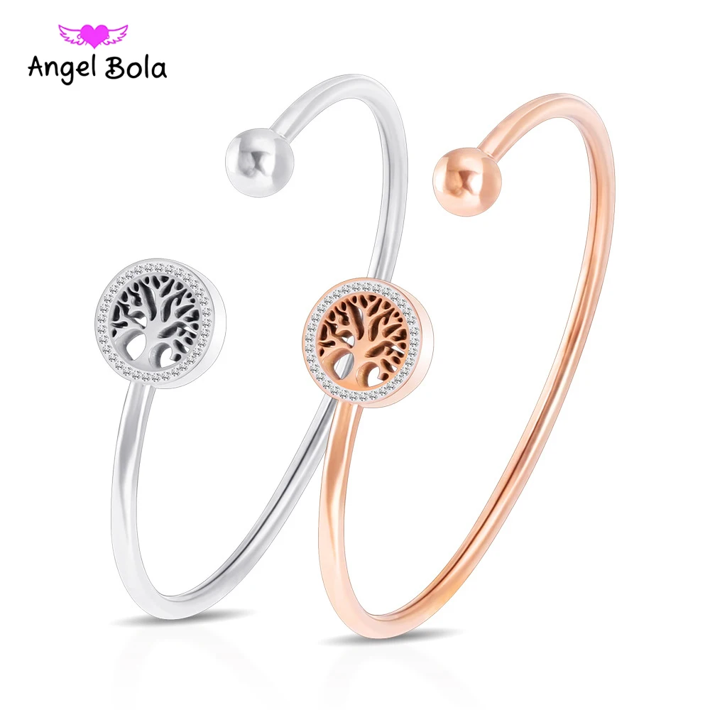 

New Pulseira Mujer Moda Clear Crystal Gold Charm Bracelets Stainless Steel Bangles for Women Tree of Life Bracelet Jewelry Gift