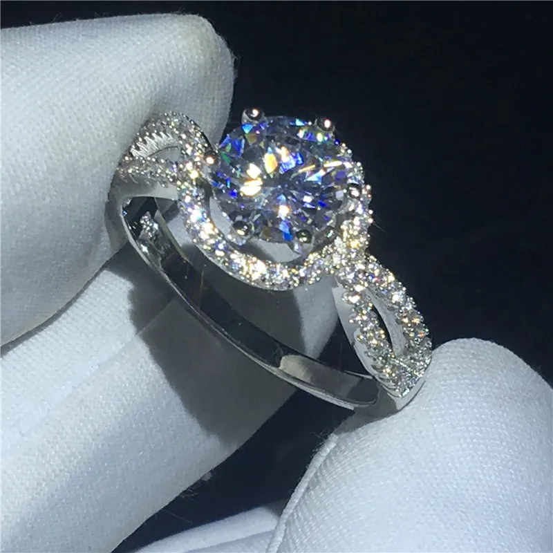Классический обещание кольцо 925 пробы серебро 1ct AAAAA Сона камень Cz обручение обручальное для женщин Свадебные украшения