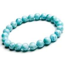 Новинка натуральный Ларимар натуральный камень браслеты для женщин Femme Шарм стрейч синий кристалл браслет из круглых бусин