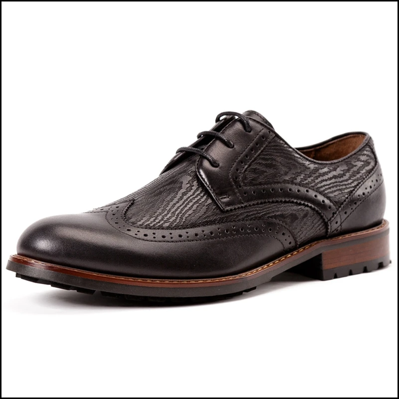 Винтаж человек Wingtip Brogue обувь в стиле Дерби из натуральной кожи ручной работы круглый носок Для мужчин; Свадебная вечеринка Туфли без каблуков для джентльмена SS475