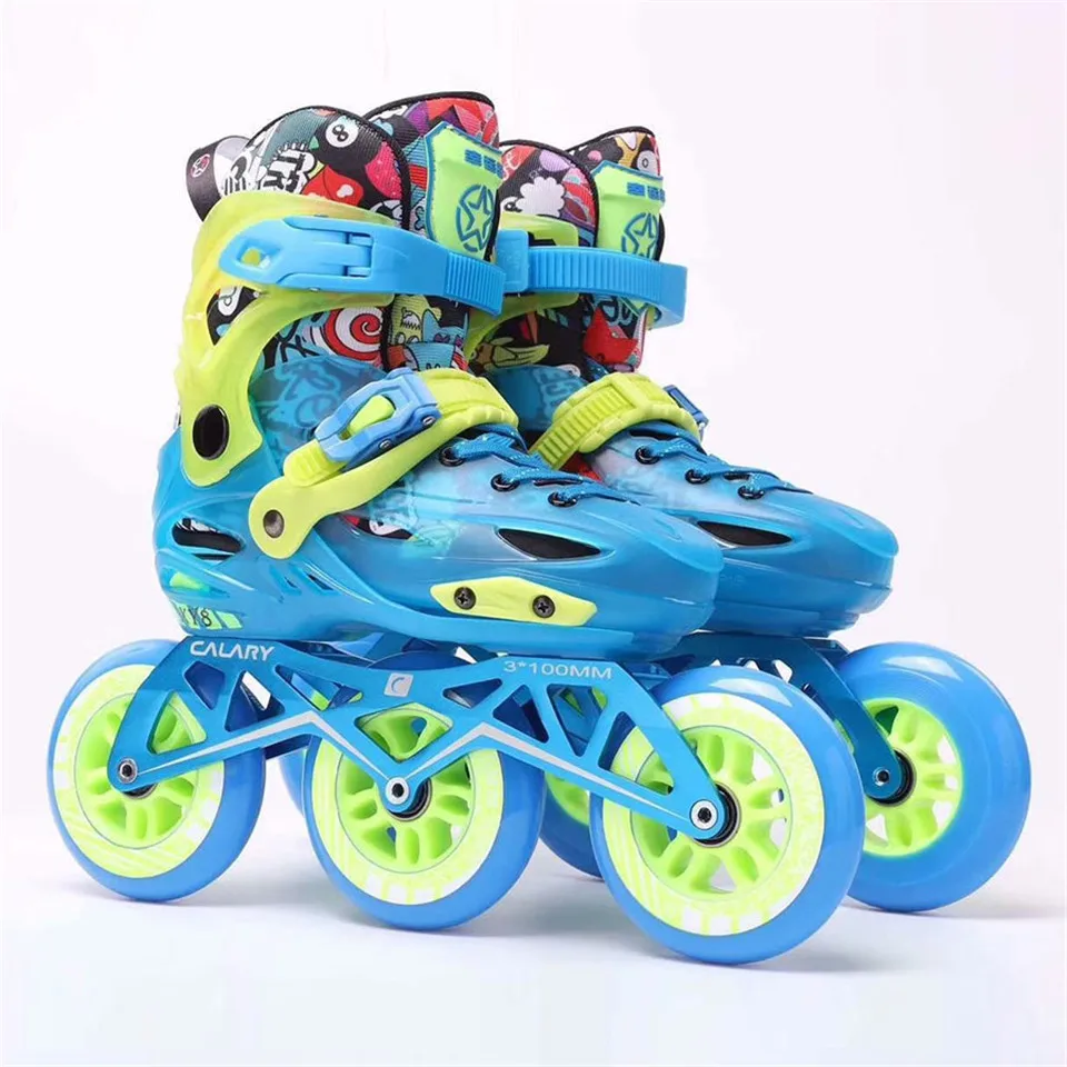 Детские регулируемые роликовые коньки размер 28-39 3*90 мм или 3*100 мм колеса детская обувь для катания на коньках скорость Patines Катание на коньках гоночные коньки