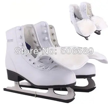 

free shipping ice skate shoes white color #33---#42 warm liner