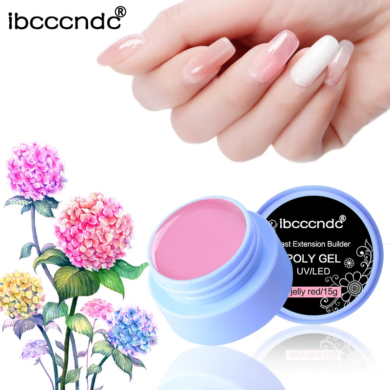 

15g Pretty Finger Extension Nail Gel Camouflage Quick Building Fast Dry Nail Tips Slice Crystal Gel UV LED Poly Gel