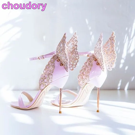 High End Women Pinnk Erfly Sandals Metal Stiletto Heel Metallic High End Women Pinnk Erfly Sandals Metal Stiletto Heel Metallic Cut Outs Pumps Bling Crystal Celebrity Wedding Shoes In Heels From On