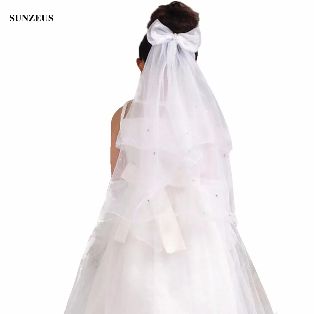 

Kid Girl Veil With Bow Two-layer Pencil Edge Children Hair Accessories For Wedding Flower Girl Veils BV-058