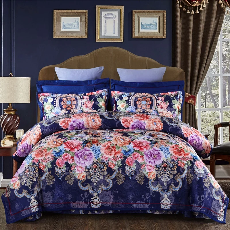 Floral jacquard Luxury Bedding set king queen size Bed set cotton