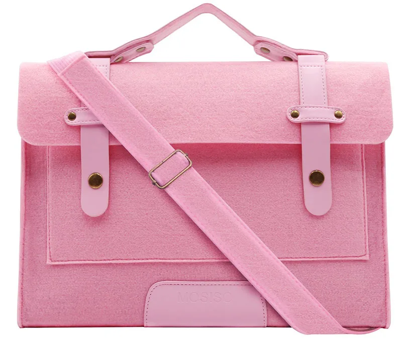 MOSISO, шерстяная фетровая сумка 13, 13,3, 15 дюймов, сумка на плечо для компьютера Macbook Pro/Air/microsoft Surface, сумка для ноутбука, сумки для мужчин и женщин - Цвет: Shoulderbag Pink