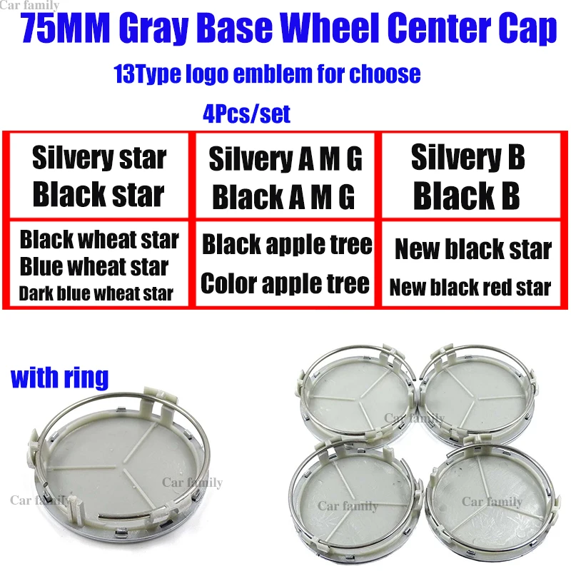 

HOT 4pcs/lot 75mm 7.5cm Car Wheel Center Cap Covers ABS base Aluminum Label For B AMG AFFALTERACH W211 W203 W204 W124 W201