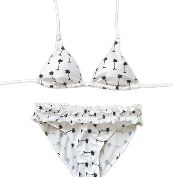 

Free shipping Monochrome Cute Suit Ruched Bikini Set 4F4613