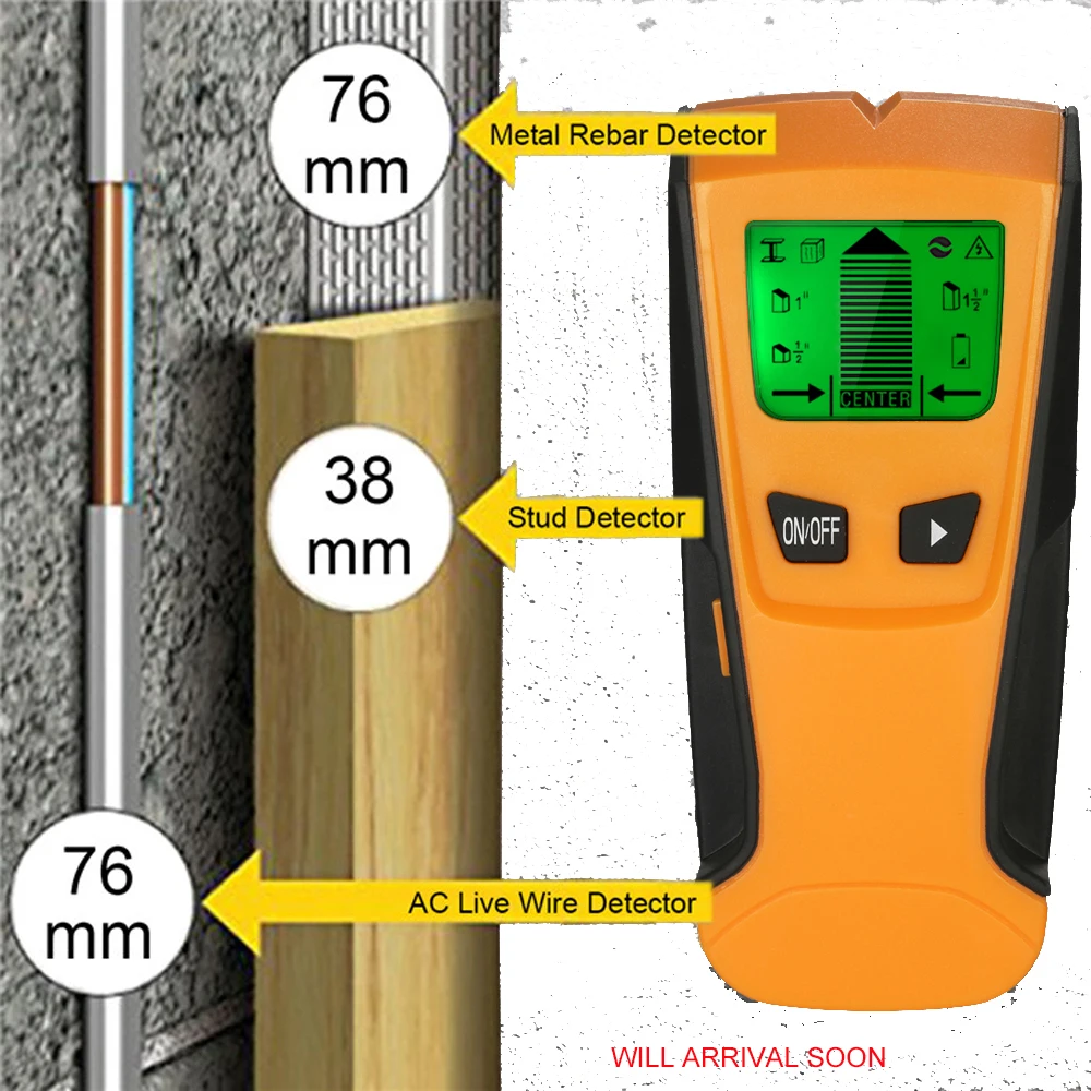 

Multi-functional LCD Digital Wall Detector Metal Wood Studs Finder AC Cable Live Wire Scanner