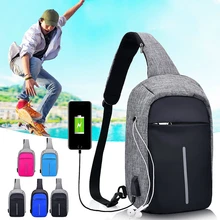 Повседневная Мужская Слинг холст USB Мужская нагрудная сумка-мессенджер многофункциональные Маленькие Мужские сумки модные сумки на плечо