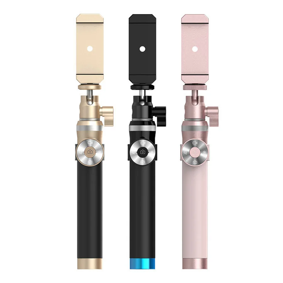  Aluminum alloy 212-912mm foldable and extendable bluetooth selfie stick with 3 in 1 lens portable m