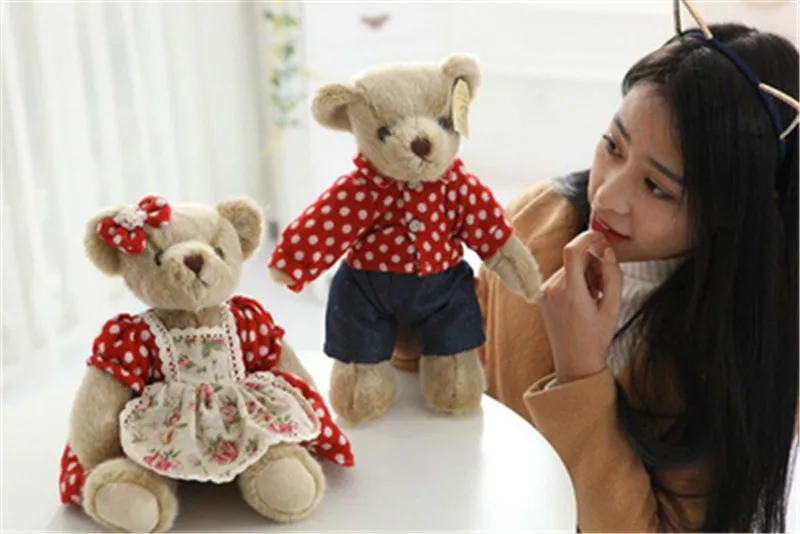 Роскошный классический плюшевый мишка, плюшевые игрушки, высокое качество, милая пара, медведь, Peluche, куклы, подарок на день Святого Валентина, 35 см, 1 пара