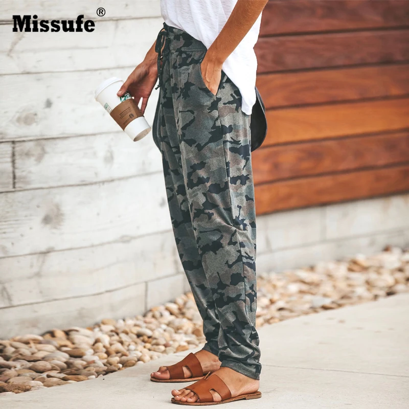 Missufe Camouflage Print Long Pant Women Pocket Bandage Full Length Trousers Female Sporwear Workout Loose Pants Retro 2019 Missufe Camouflage Print Long Pant Women Pocket Bandage Full Length Trousers Female Sporwear Workout Loose Pants Retro 2019