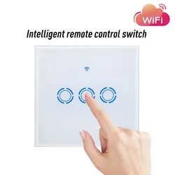 ЕС/Великобритания Стандартный Smart переключатель Wi-Fi 1/2/3 банды Intellegent сенсорный выключатель света Стекло Панель прерыватель Мощность