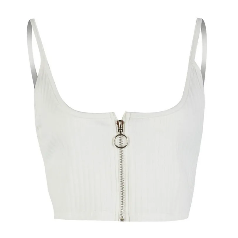 2019 New Women Sexy Solid 2 Pieces Sling Tops + Mini Skirt Casual Sets Summer Clubwear Beach Bohemia Zipper Sets #E04 (8)