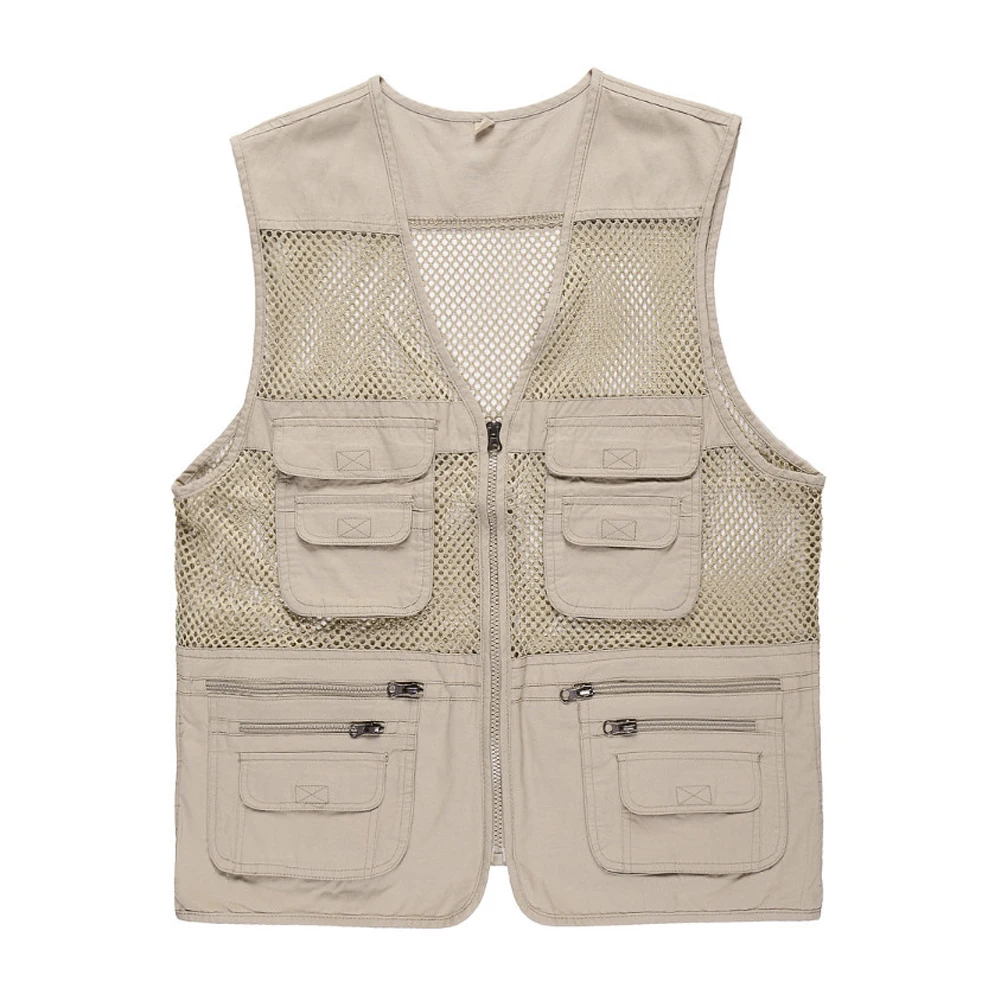 

Fashion Breathable Summer Men Thin Hollow Fishing Photography Fisherman Cotton vest with many pockets