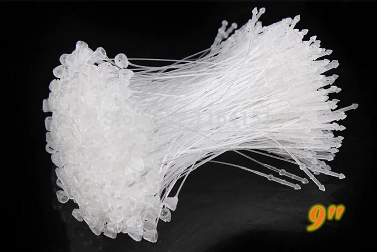 

1000pcs/lot 9" string hang tag garment tags lock plastic snap fastener LOOP PLASTIC TAG FASTENERS for clothes tags