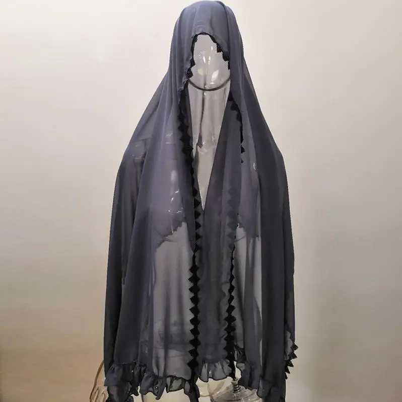 Абая кафтан Дубай Длинные Кружева сетки жемчуг мусульманский хиджаб платье Абая для женщин Катара джилбаб халат кафтан турецкая исламская одежда - Цвет: Hijab