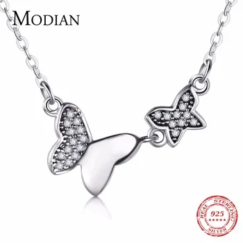

Modian 100% Solid 925 Sterling Silver With Cubic Zirconi Butterfly Classic Pendant Fashion Vintage Jewelry For Women Party Chain