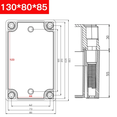 ABS пластик IP67 водонепроницаемый распределительная коробка DIY наружная электрическая Соединительная коробка кабельный филиал 95*65*55 - Цвет: 130 80 85