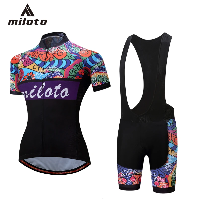 

Miloto sports bike racing team cycling suit women's 2018 summer bike breathable suit MTB bike riding shirt shirt bib