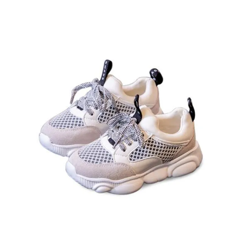 

New Children Mesh Shoes Boys Girls Casual Sneakers Student Lace-Up Sports Flats Toddler Single Shoes Kids Baby 02A
