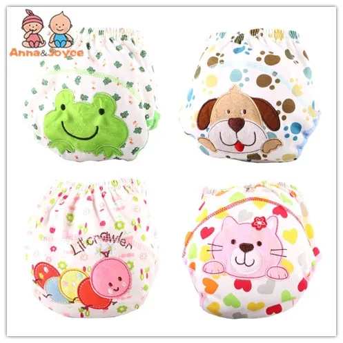 

4 Pcs/lot NEW ! Baby Diapers Children Reusable Underwear Breathable Diaper Cover Cotton Training Pants Ftrx0015