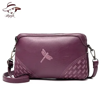 

2018 Embroidery Small Women Messenger Bags Ladies Shell Clutch Shoulder Bag PU Leather Crossbody Handbag Double Package Purse