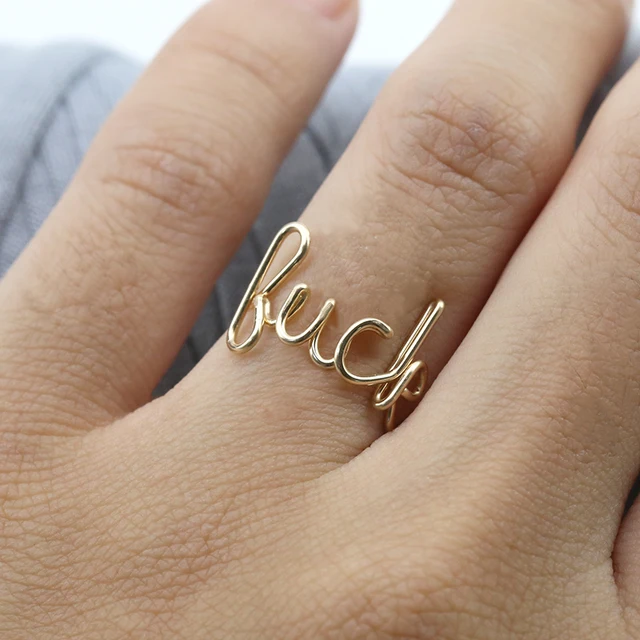 PINJEAS Nombre Personalizado DIY Anillos Hechos A Mano 