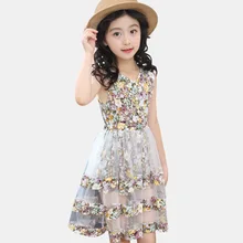 Летние платья для девочек, детское летнее платье с цветочным рисунком детское праздничное платье без рукавов Одежда для девочек-подростков 6, 8, 10, 12, 13, 14 лет