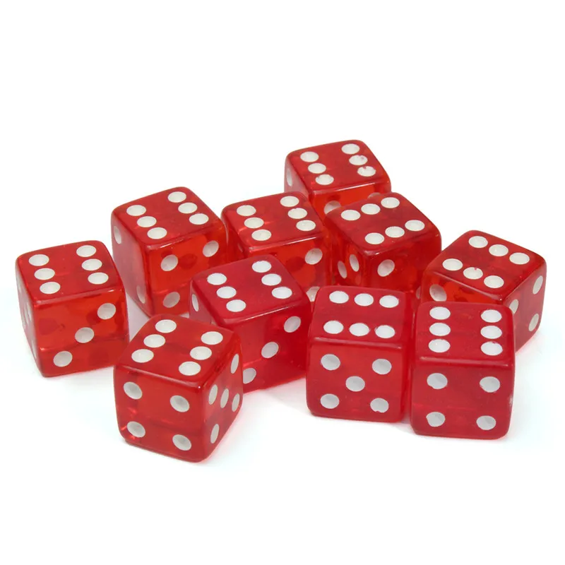 

10Pcs/lot 19mm Transparent Acrylic Gaming Dice Six Sided Die 5 Colors Parties with Friends/Families Board Games for Gambling