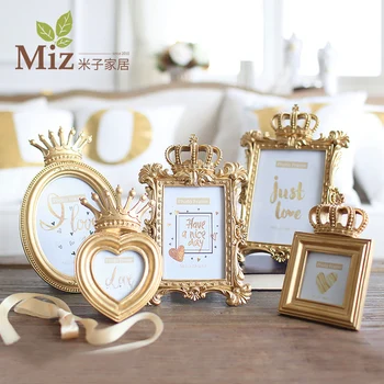 

Home photo frame gold resin swing photo frame wedding photo frame
