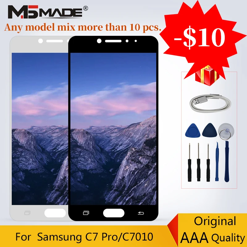 

For Original LCDs Super AMOLED Samsung C7 Pro C7010 LCD Display Touch Screen Digitizer Replacement Parts Assembly Free Shipping