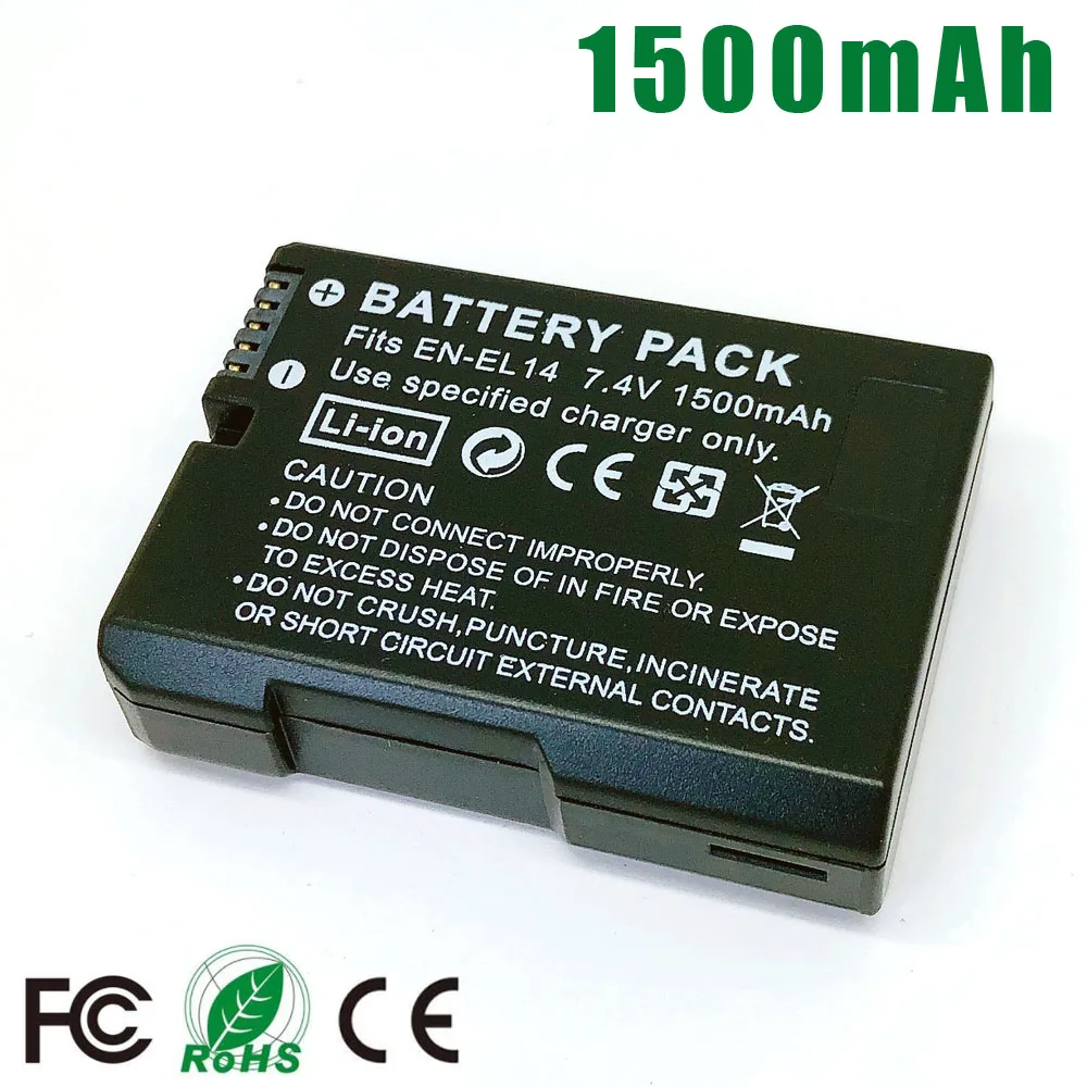 

EN-EL14 ENEL14 EN EL14 Battery Pack For Nikon D3100 D3200 D3300 D3400 D5100 D5200 D5300 DF D5500 D5600 P7000 P7100 P7700 P7800