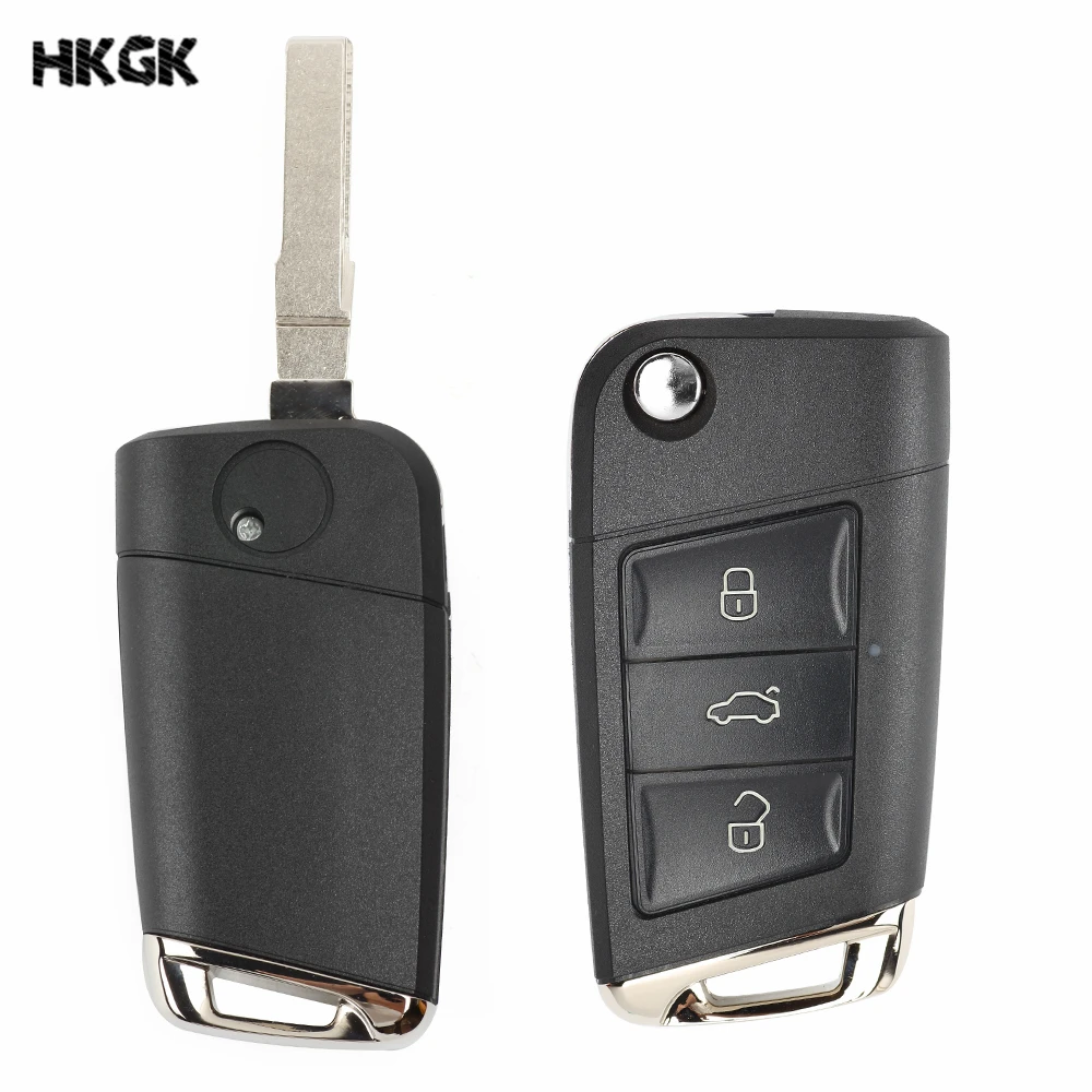 KEYECU-Replacement-Modified-Golf-7-Stylish-Flip-Remote-Car-Key-Shell-Case-Fob-3-Button-for