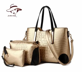 

2020 New Style Buy One Get Three Women Handbag Alligator Pattern Shoulder bags PU Leather Handbags Solid Tote Messenger Bag