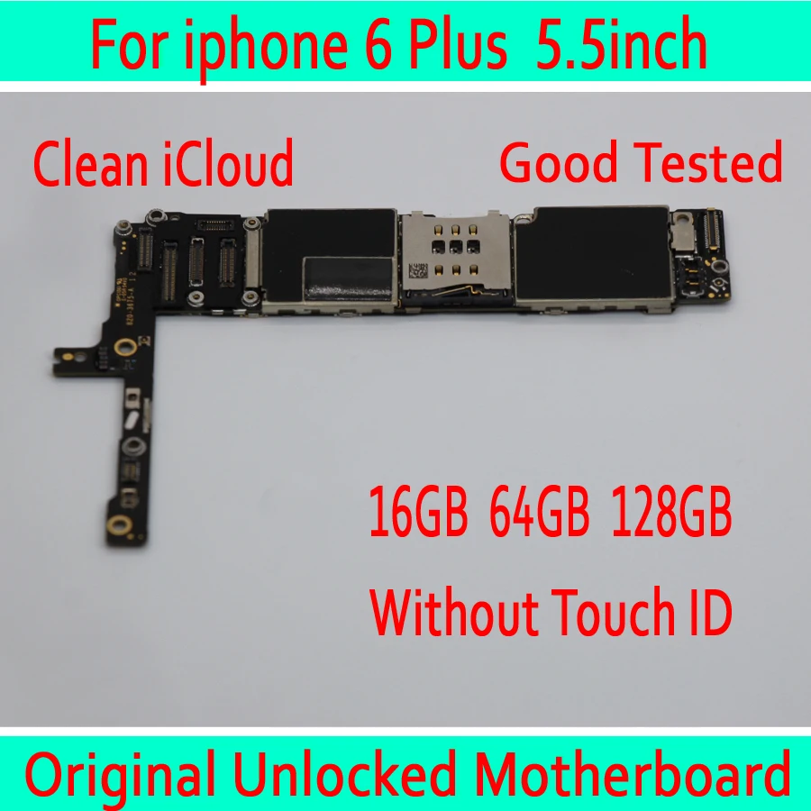 

Unlocked main board for iphone 6 Plus motherboard 16GB 64GB 128GB version logic board for iphone 6Plus without touch ID MB Plate