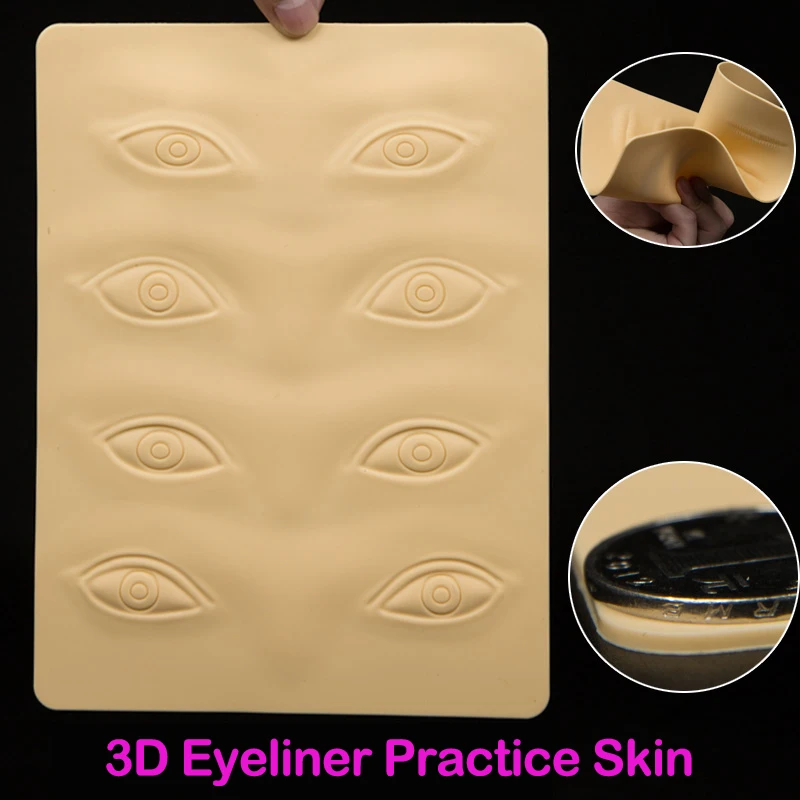 

10pcs Eyebrow 3D Tattoo Practice Skin Mat Permanent Makeup Training Sheet Microblading Practice Skin Pad Silicone Eye Mat