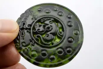 

Koraba Fine Jewelry 100% Chinese New Natural Jade Nephrite Carving Black Jade Pendant Dragon Free Shipping