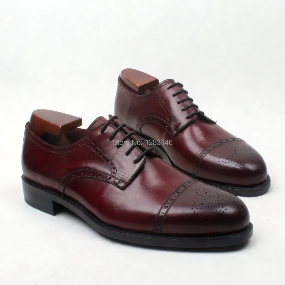 

Free Shipping Handmade Calf Leather Upper/outsole/Insole Brown Color Derby Goodyear Welted Craft  Men's Round toe Shoe No.D203
