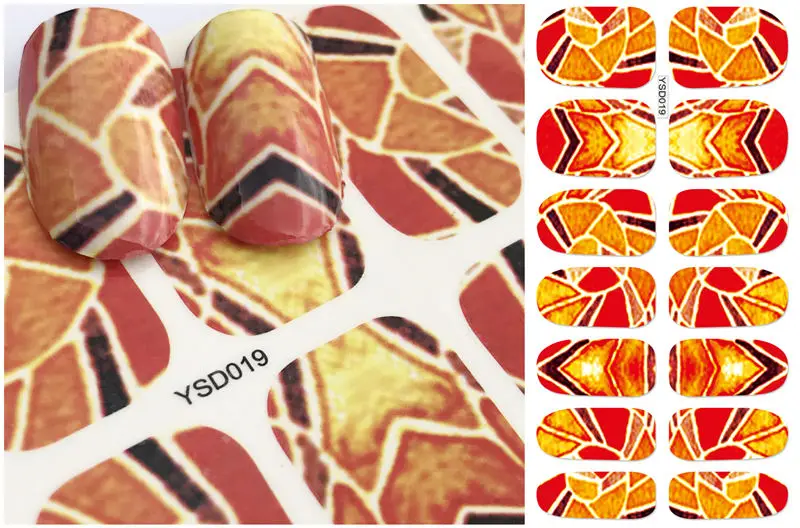 LCJ 1 лист DIY Переводные картинки для ногтей искусство переводная печать воды наклейки аксессуары для маникюрного салона - Цвет: YSD019