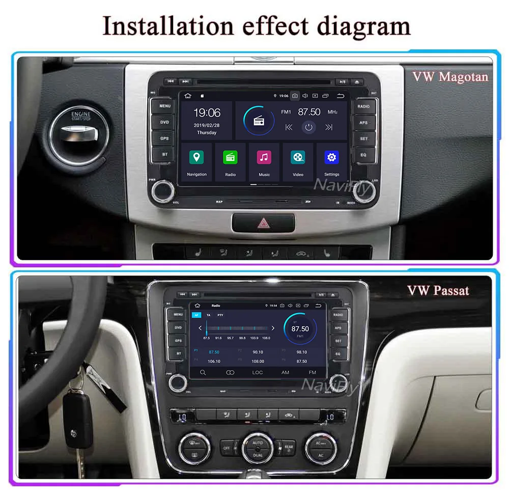 Top NaviFly Android9.0 IPS Screen DSP Audio car dvd player forVW polo golf passat tiguan skoda yeti superb rapid for skoda gps navi 8