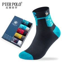 PIER POLO, мужские носки в деловом стиле, осенние и зимние модные хлопковые носки с вышивкой, цветные мужские носки с английским алфавитом в подарок